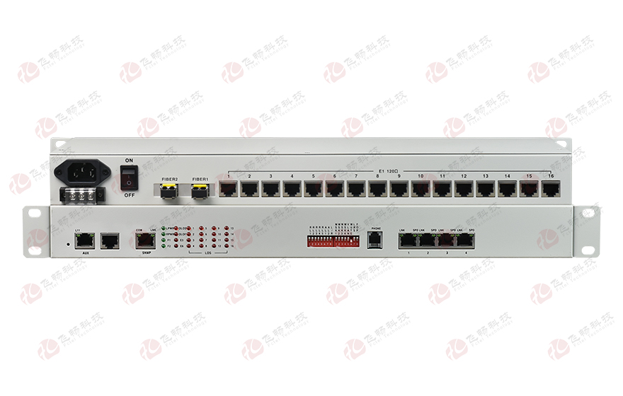 飛暢科技-16E1+4xFE(物理隔離)1+1光備份PDH光端機(jī)